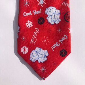 Vintage Red Coca Cola with Polar Bears Holiday Tie